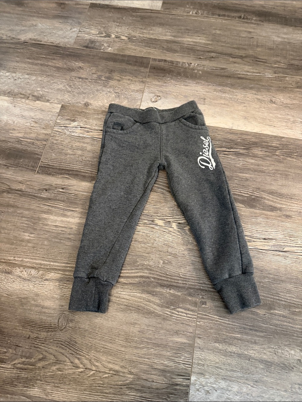 Diesel Kids Charcoal Gray Jogger Pants with Script Logo